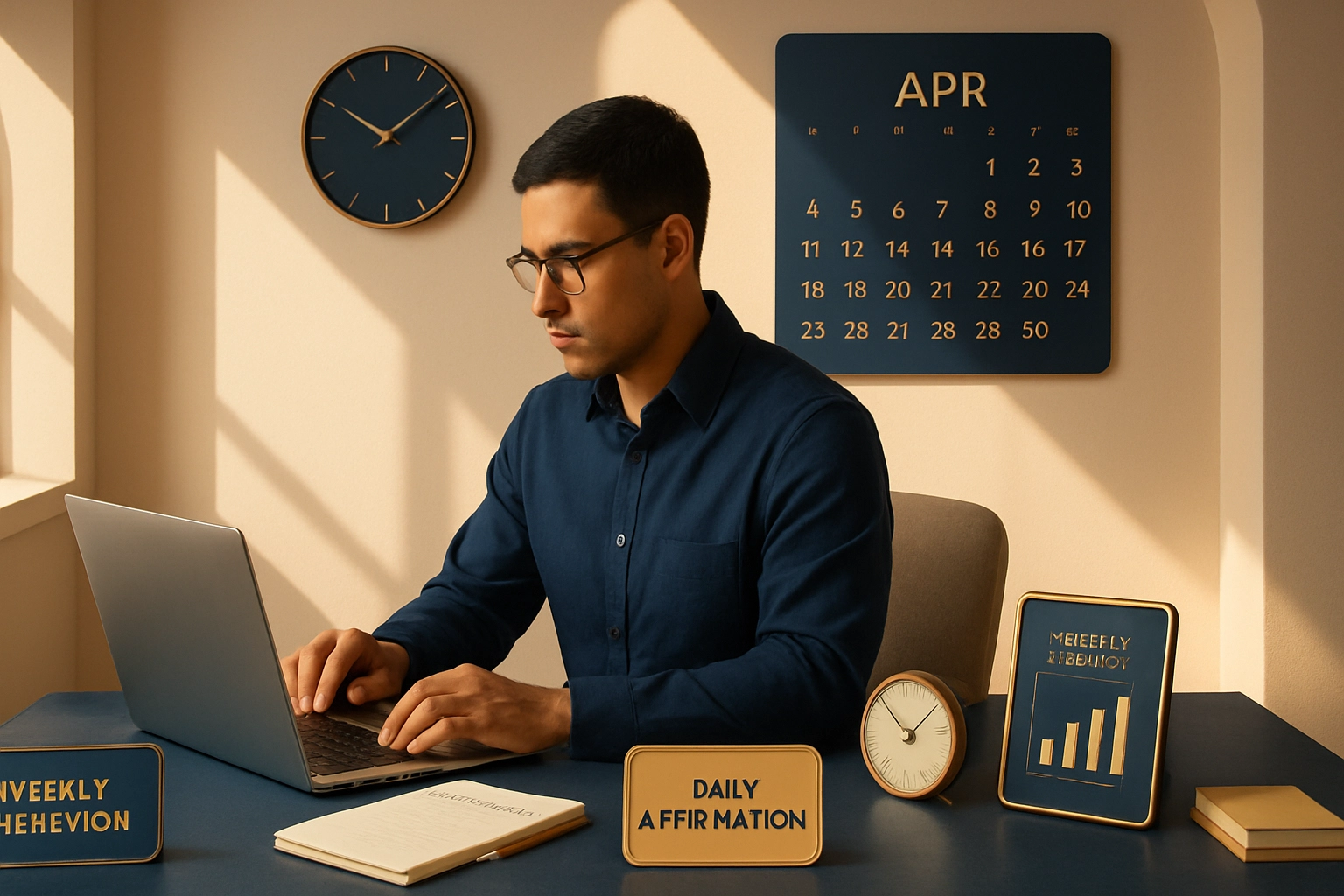 Professional implementing daily producer protocol habits that build identity