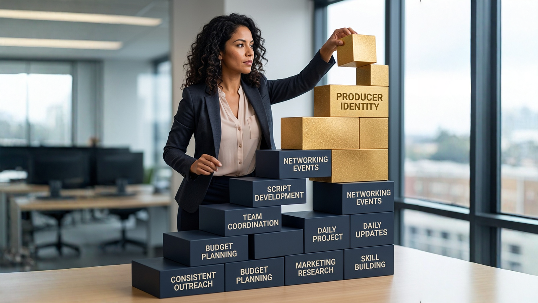 Building producer identity through consistent daily actions and repeated evidence